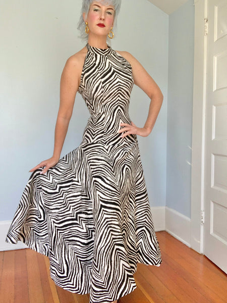 1950s Custom “Saks Fifth Avenue” Cotton Pique Zebra Gown