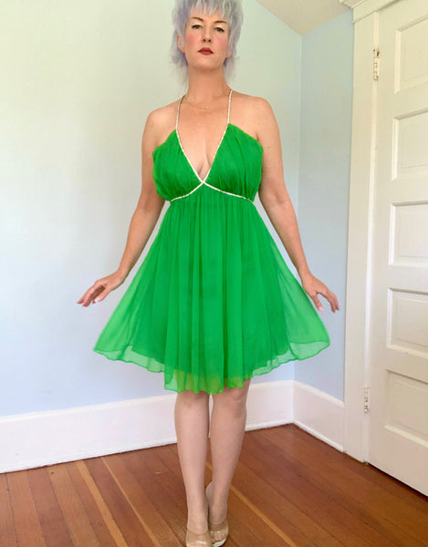 Deadstock with Tags 1960s “Frederick’s of Hollywood” Silk Chiffon Mini Dress