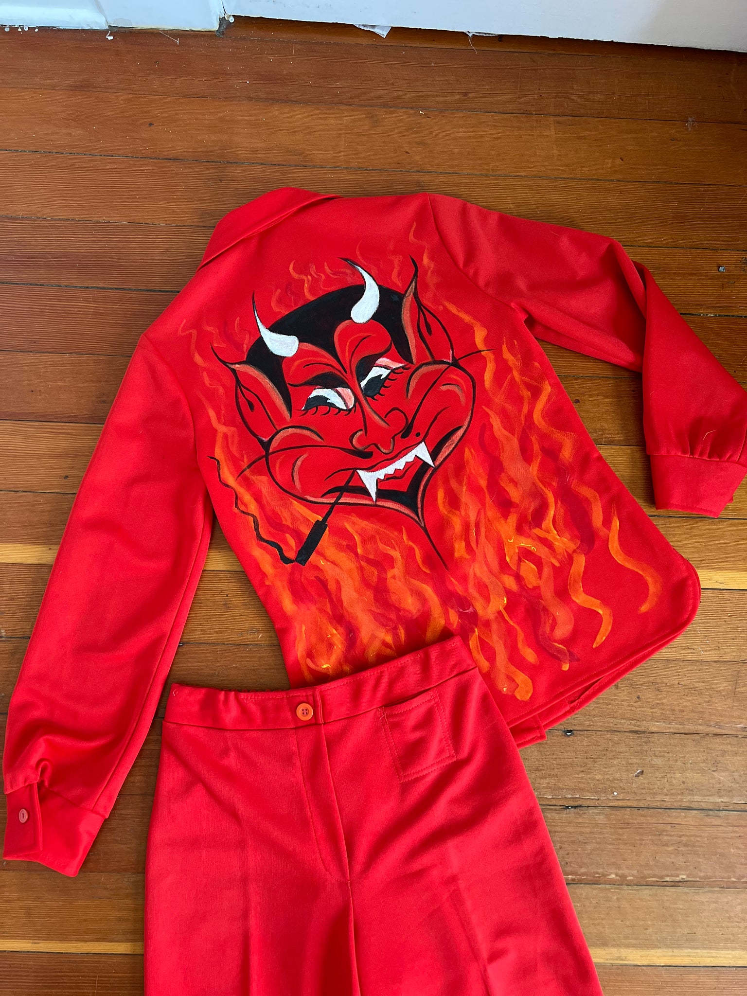 1970s Hand Painted Devil Suit