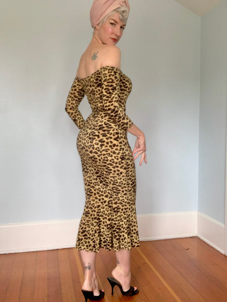 Designer “Norma Kamali” Stretch Leopard Dress