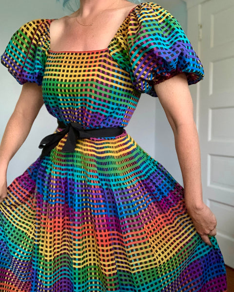 1970s Rainbow Cotton Voile Sundress by “AJ Bari”