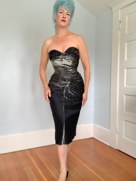 Early 1950s “Emma Domb of California” Lurex Cocktail Dress