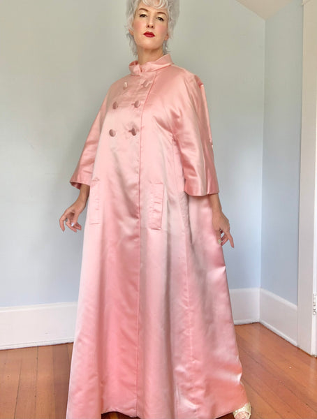 Barbie Pink 1960s Peau de Soie Silk Opera Coat for “I. Magnin”