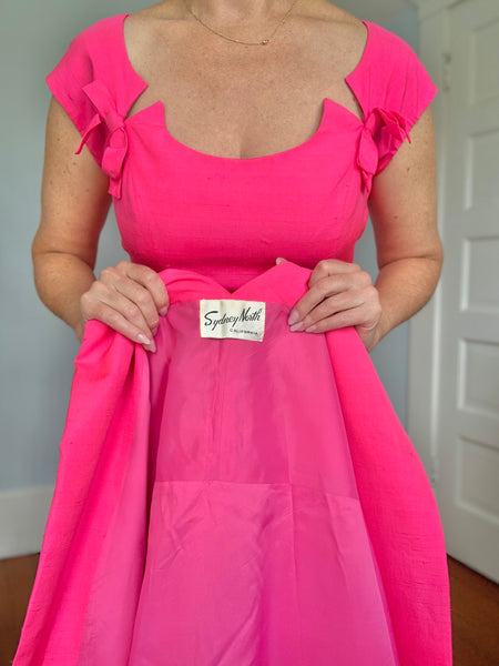 1950s Hot Pink Raw Silk Cocktail Set by “Sydney North California”