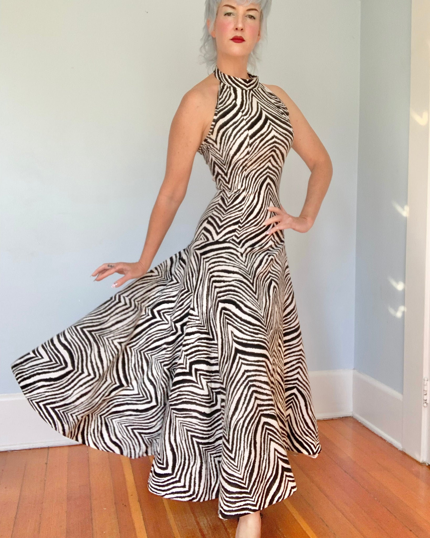 1950s Custom “Saks Fifth Avenue” Cotton Pique Zebra Gown