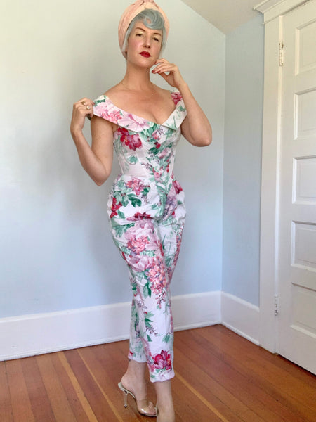 1980s “Karen Alexander” Floral Jumpsuit