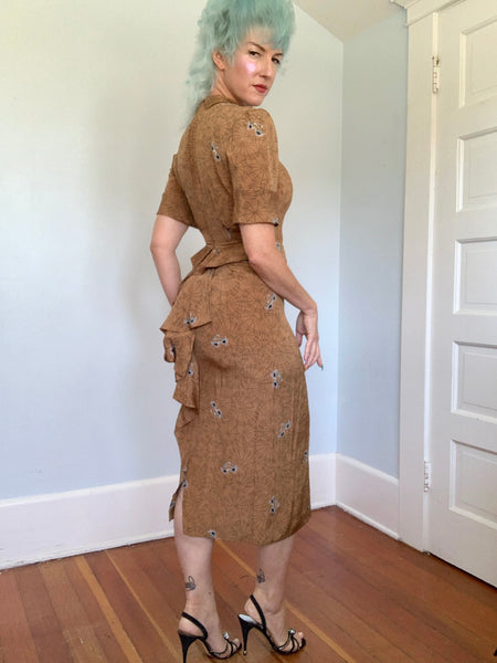 1940s Silk Spiderweb & Sunglasses Dress