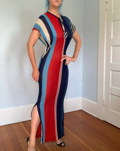 1960s Rayon Knit Semi Sheer Sexy Caftan