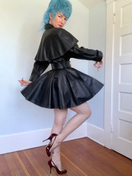 1980s Leather Mini Princess Coat