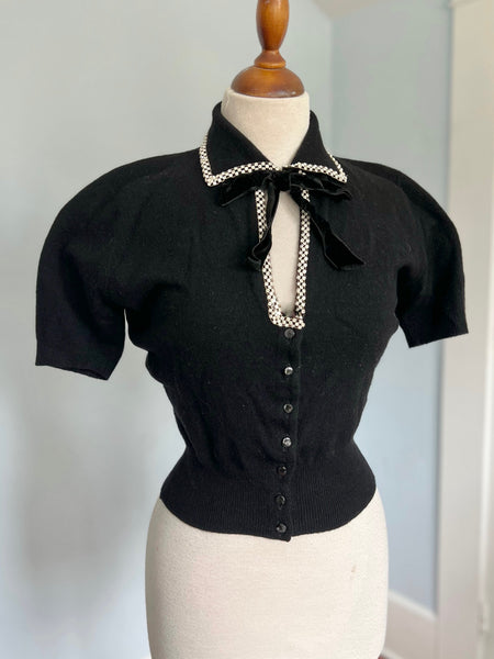Custom 1950s Cashmere Hand Detailed Sweater