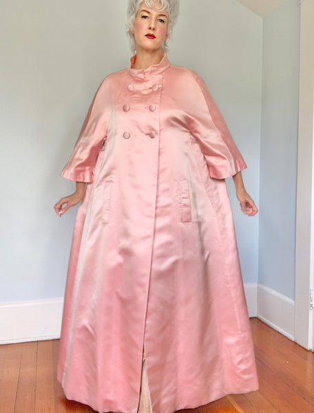 Barbie Pink 1960s Peau de Soie Silk Opera Coat for “I. Magnin”