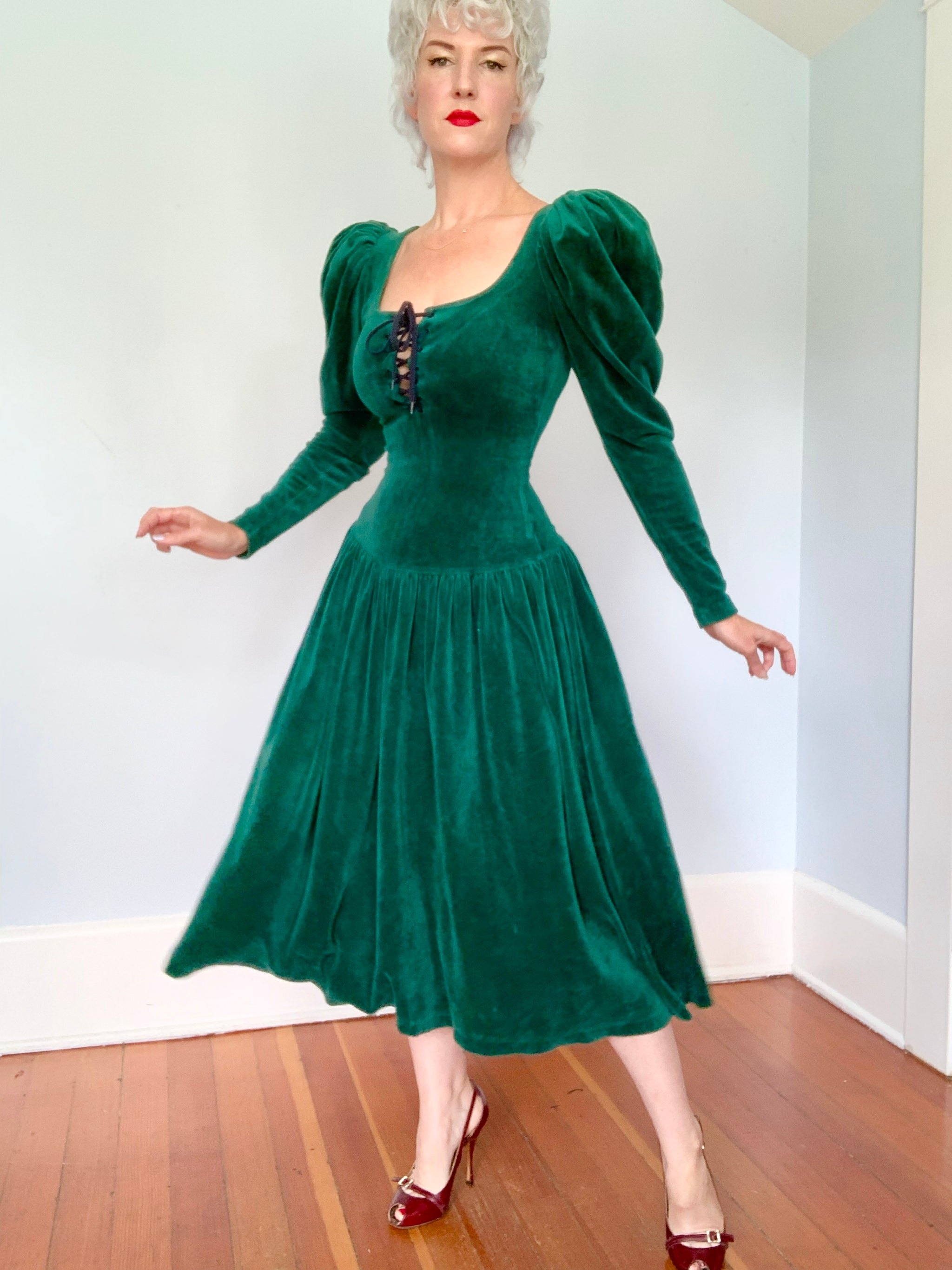1980s “Betsey Johnson” Punk Label Stretch Velvet Corset Bodice Dress – butchwaxvintage