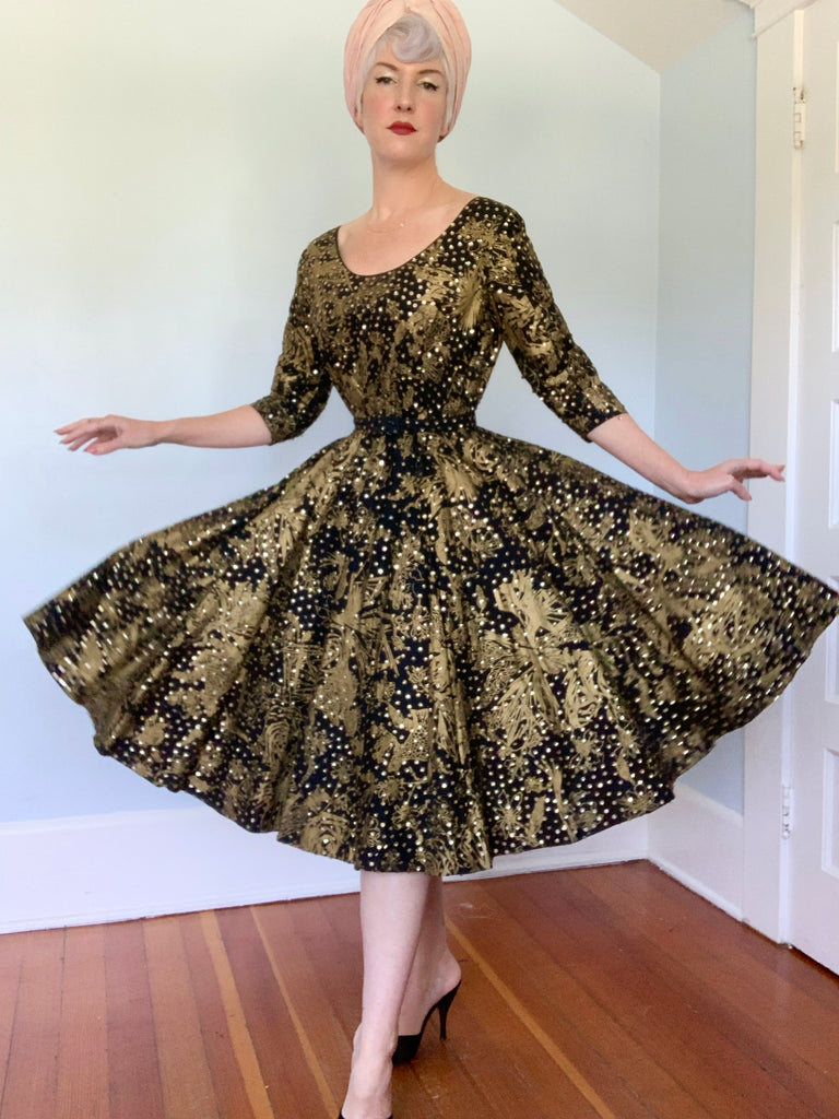 Dazzling 1950s Mexican Hand Painted Roses / Hand Sequined Cotton Party butchwaxvintage Dazzling 1950s Mexican Hand Painted Roses / Hand Sequined Cotton Party butchwaxvintage
