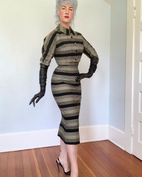 1950s Ombré Striped Cocktail Ensemble