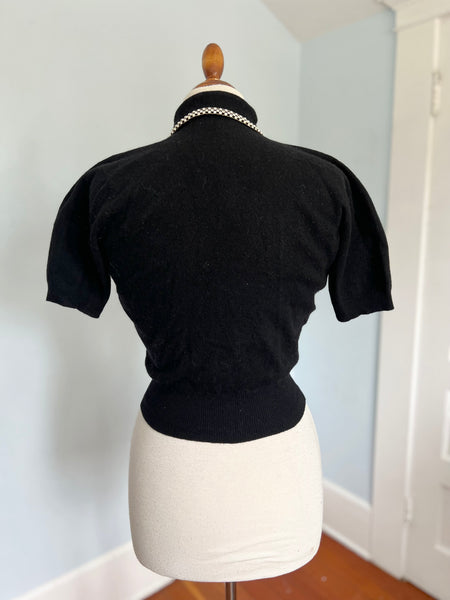 Custom 1950s Cashmere Hand Detailed Sweater