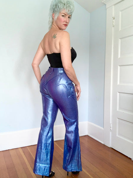 1960s Periwinkle Liquid Lurex Western Pants by “Trail Ridge Westerns”