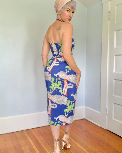 1940s Cold Rayon Hawaiian Sarong Dress by “Kamehameha”