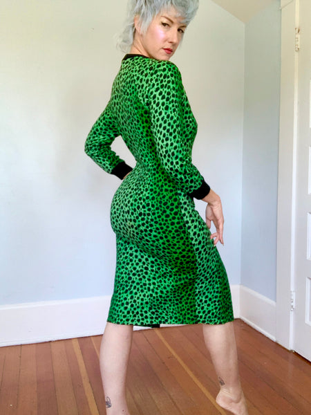 1980s “Yvan & Marzia Paris” Angora Blend Cheetah Wiggle Dress