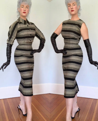 1950s Ombré Striped Cocktail Ensemble