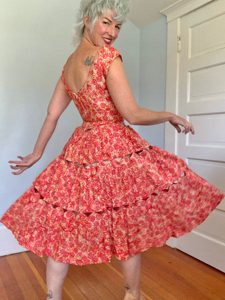 1950s Cut Out Custom Made Cotton Sundress