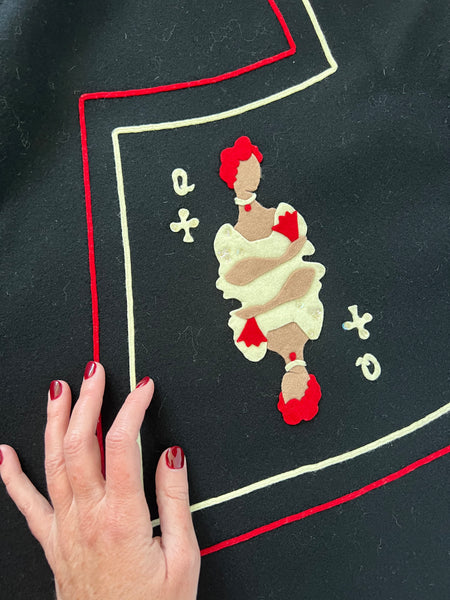 1950s “Juli Lynne Charlot” Handmade Wool Felt Playing Cards Circle Skirt