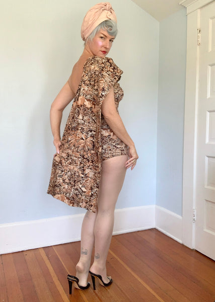 1950s Rare “Alfred Shaheen” Playsuit w/ Draped Shawl