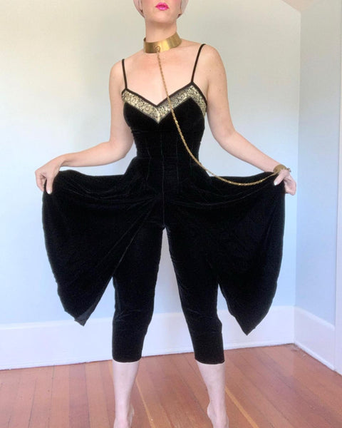 1980s “Karen Alexander” 2 Piece Velvet Genie Jumpsuit w/ Bolero