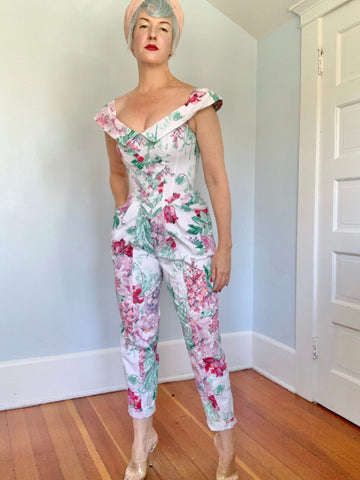 1980s “Karen Alexander” Floral Jumpsuit