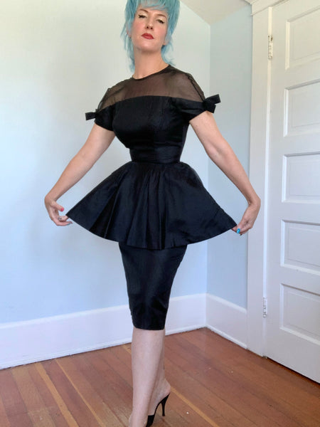 Reserved - 1950s Silk Organza Over Satin Cocktail Dress