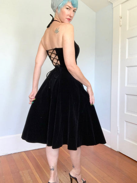 1950s “Elaine Terry California” Cotton Velvet Party Dress