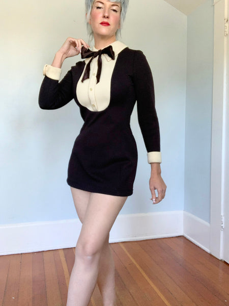 1960s Mod Tuxedo Mini Dress