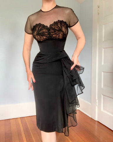 1940s “Dorothy O’Hara” Illusion Bust Cocktail Dress