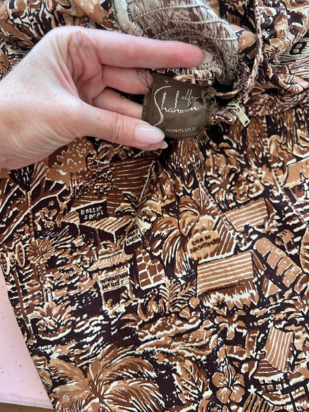 1950s Rare “Alfred Shaheen” Playsuit w/ Draped Shawl