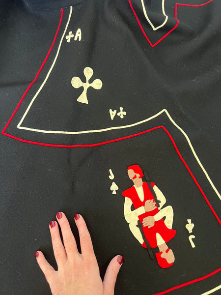 1950s “Juli Lynne Charlot” Handmade Wool Felt Playing Cards Circle Skirt