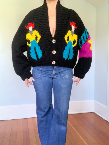 Killer 1980s does 1950s Oversized Cowboy Cowichan-style Sweater