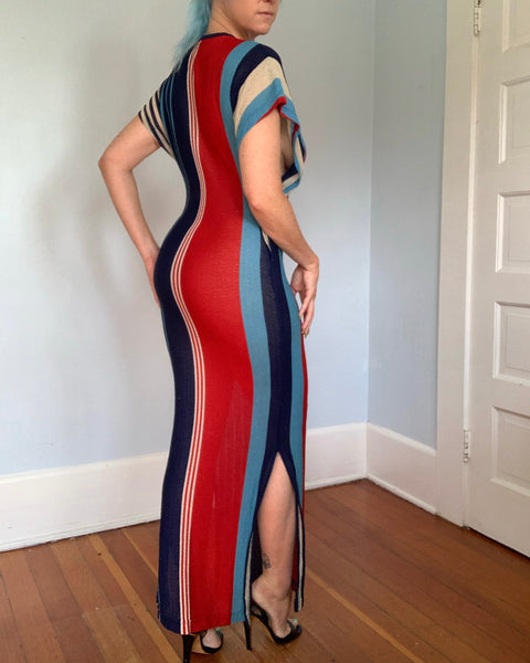 1960s Rayon Knit Semi Sheer Sexy Caftan