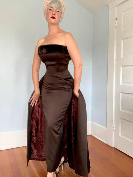 1990s does 1950s “Victor Costa” Mink Trimmed Evening Ensemble