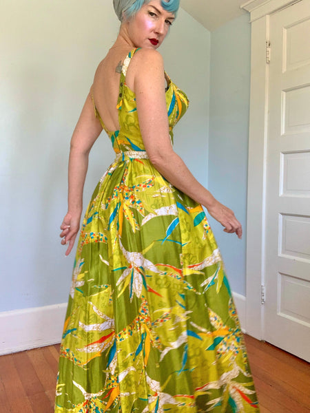 1960s “Kamehameha” Polished Cotton Palazzo Jumpsuit
