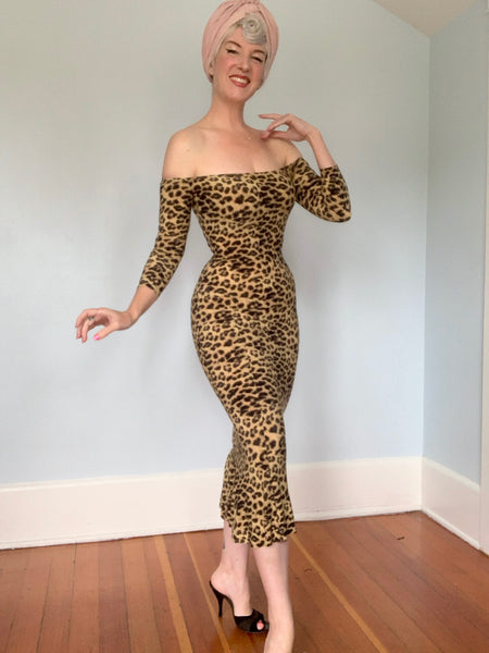 Designer “Norma Kamali” Stretch Leopard Dress