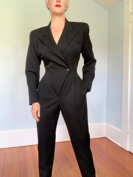 Designer 1980s “Norma Kamali” Femme Tuxedo Jumpsuit