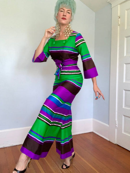 1960s Mod Palazzo Jumpsuit w/ Belt by “Tori Richard Honolulu”