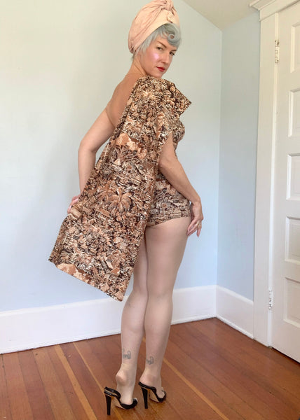 1950s Rare “Alfred Shaheen” Playsuit w/ Draped Shawl
