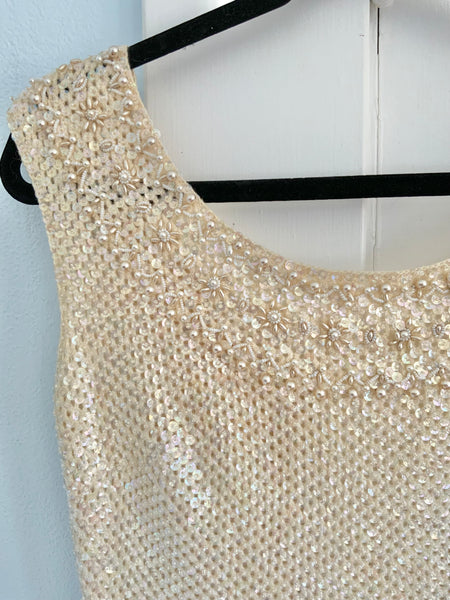 1960s “Gene Shelly’s Boutique Internationale” Hand Sequined / Beaded Wool Cocktail Dress