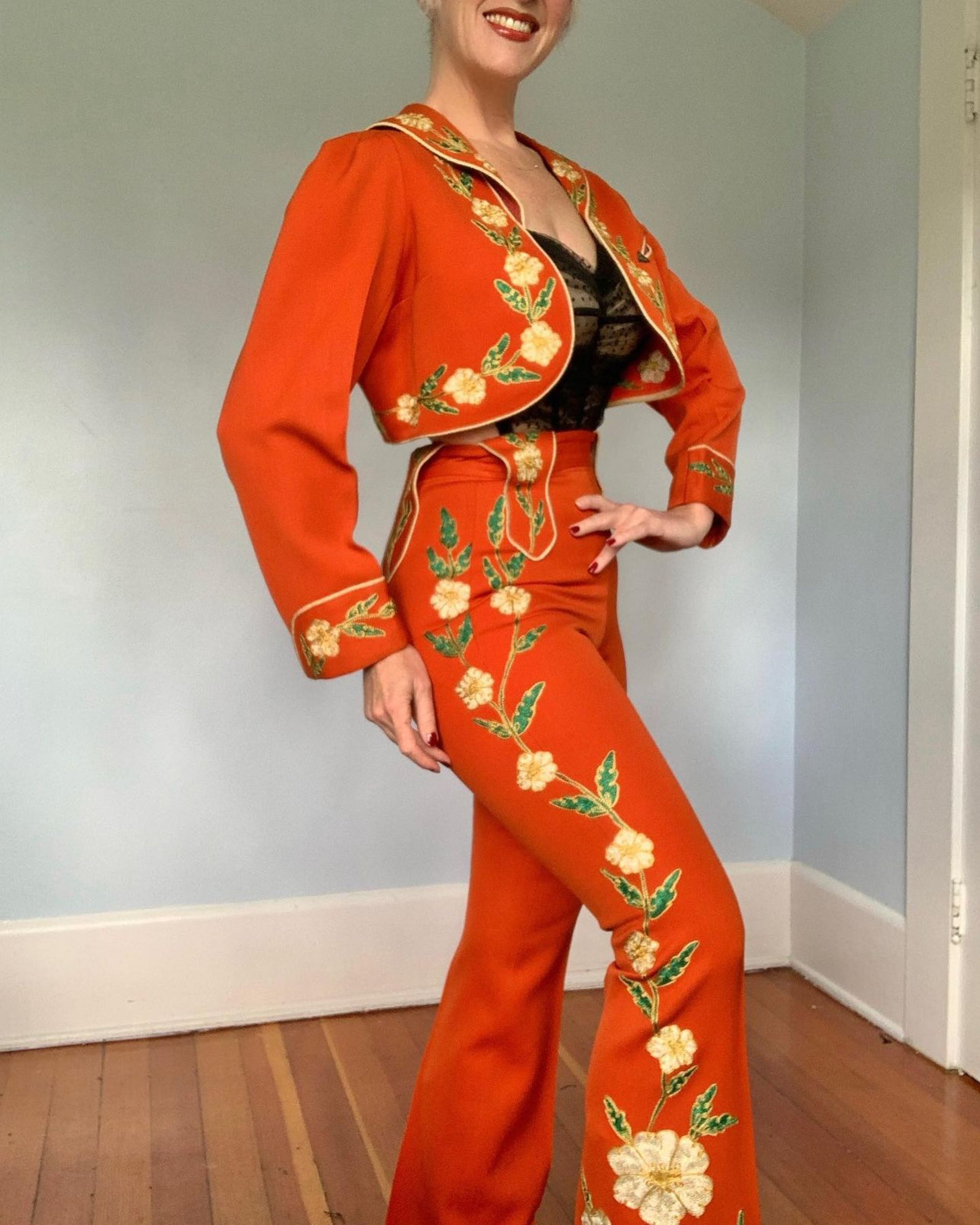 Custom Made 1950s “Ben the Rodeo Tailor” 2 Piece Wool Gabardine