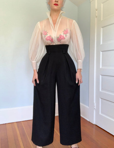 1980s does 1940s Dream Wool Ultra High Waisted Palazzo Pants by “Anne Klein”