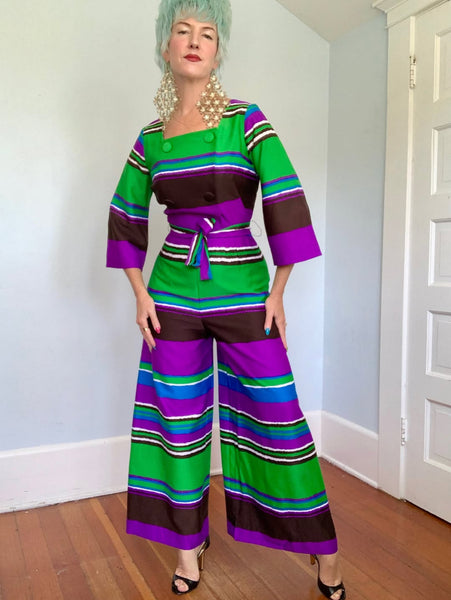 1960s Mod Palazzo Jumpsuit w/ Belt by “Tori Richard Honolulu”