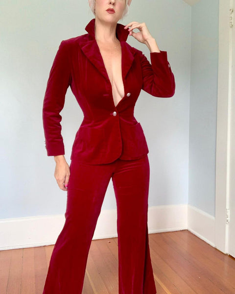 1970s Cotton Velvet Custom Made Suit