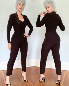 1980s Femme Tux Jumpsuit by “Karen Alexander”