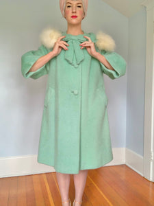 Rare 1950s “Lilli Ann of Paris and San Francisco” Swing Coat w/ Fox Fur Trim