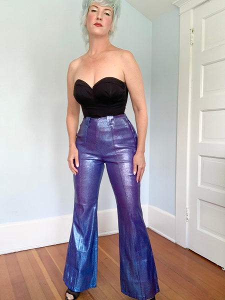 1960s Periwinkle Liquid Lurex Western Pants by “Trail Ridge Westerns”